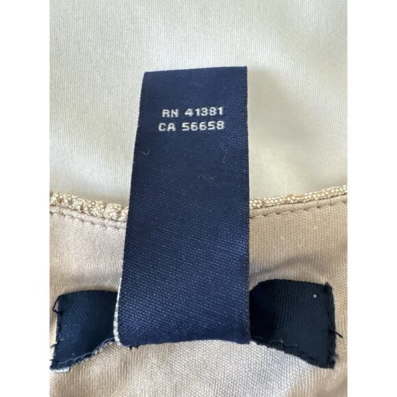 Chaps Evening Gown Metallic Champagne Gold Crinkle Size 10 Textured - Picture 4 of 11